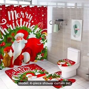 4pcs Santa Claus Picture Bathroom Set